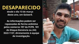 Polícia Civil divulga foto de morador de Goioerê que saiu para fumar e desapareceu