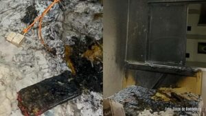 Celular explode enquanto carrega, apartamento pega fogo e moradora é salva por acordar com fome