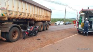 Morador de Assis Chateaubriand pilotando uma moto sofre acidente em Palotina